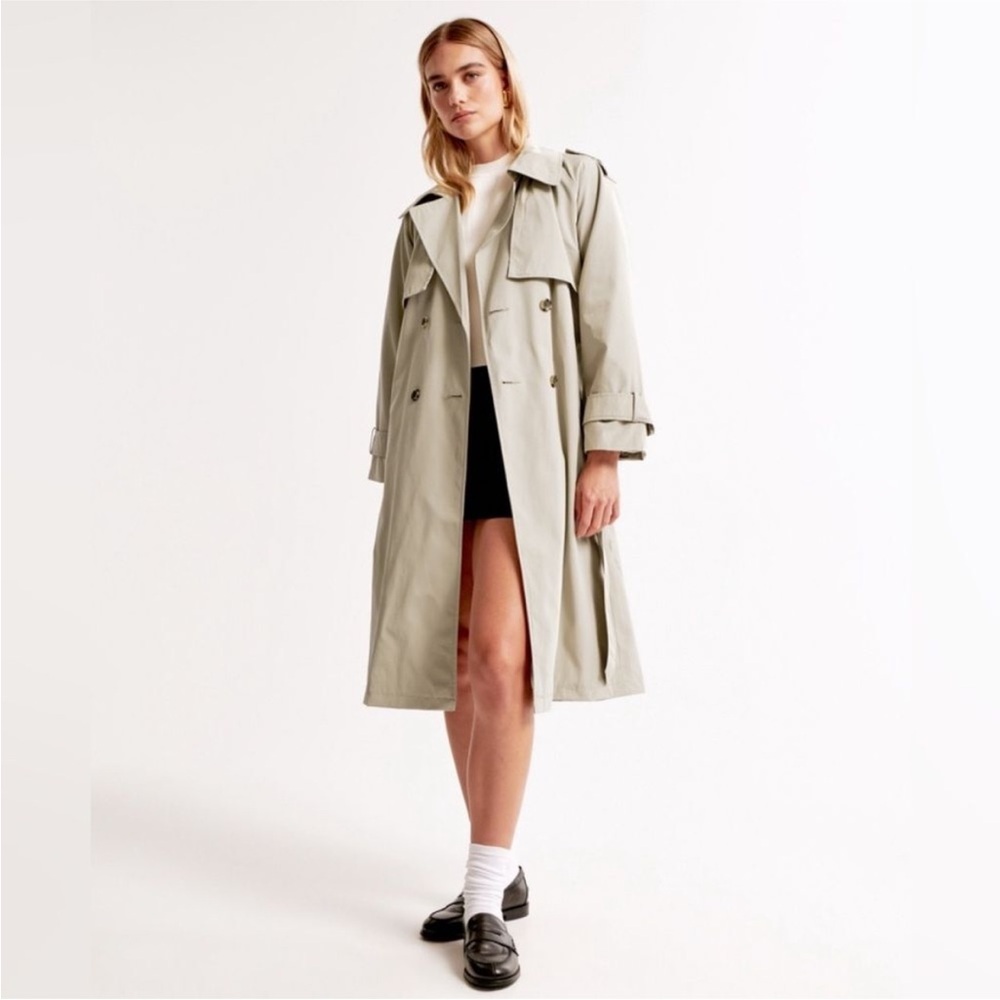 Abercrombie & Fitch Gray Classic Trench Coat